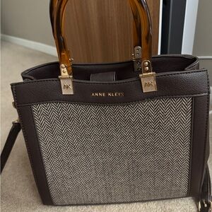 Anne Klein Tweed Satchel Bag with Structured Design